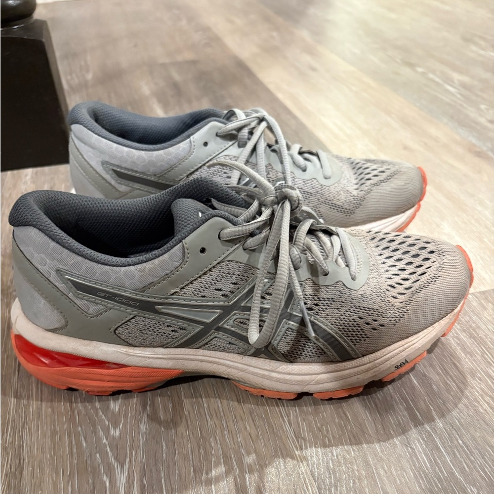 ASICS Gray and Orange Running Shoes